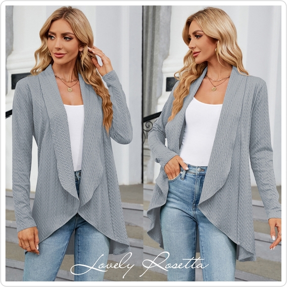 Burgundy Lightweight Open Front Cardigan - Picture 9 of 11